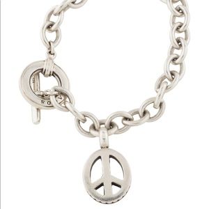 Lagos sterling silver peace sign link bracelet